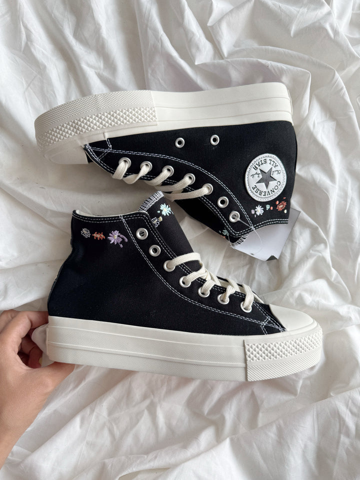 Chuck 70’s Plataformas NEGRAS BORDADAS