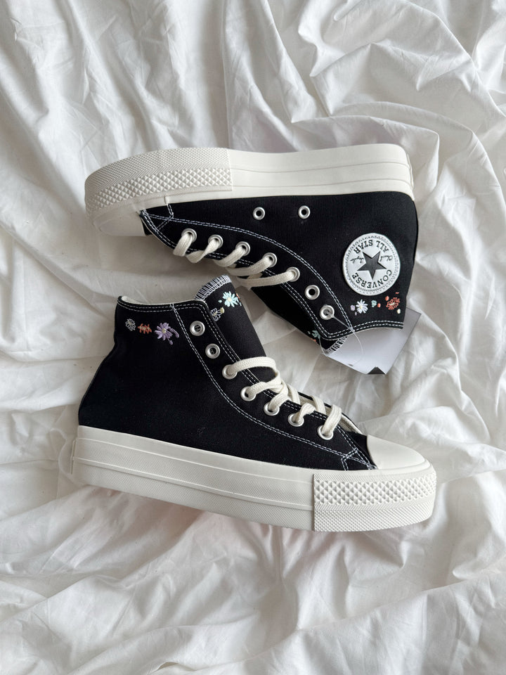 Chuck 70’s Plataformas NEGRAS BORDADAS