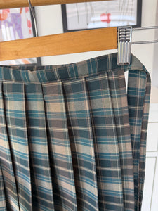 Half Pleated Skirt Green Dark Brown