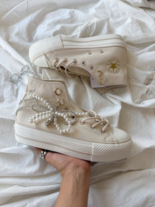 Chuck Taylor All Star Lift Platform Glam Leather CREAM 🍦🥯🧴🍨