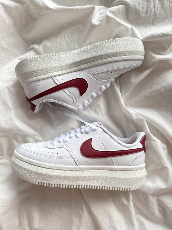 NIKE COURT VISIÓN ALTA LOW PLATAFORM 100 % ORIGINALES VINO