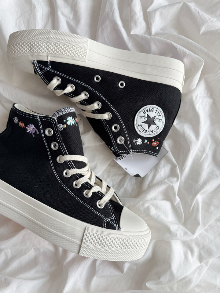 Chuck 70’s Plataformas NEGRAS BORDADAS
