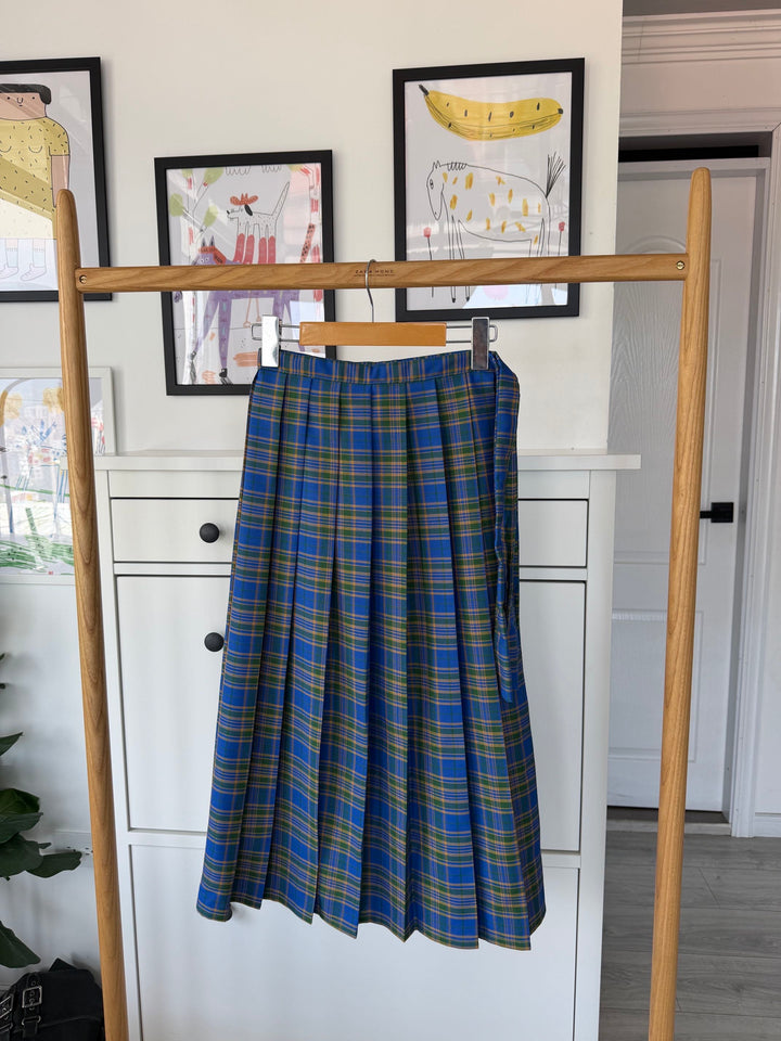 Half Pleated Skirt Blue