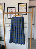 Half Pleated Skirt Blue