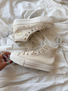 Chuck Taylor All Star Lift Platform Glam Leather CREAM 🍦🥯🧴🍨
