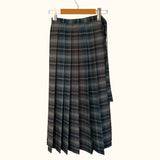 Half Pleated Skirt Green Dark Brown