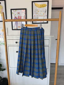 Half Pleated Skirt Blue