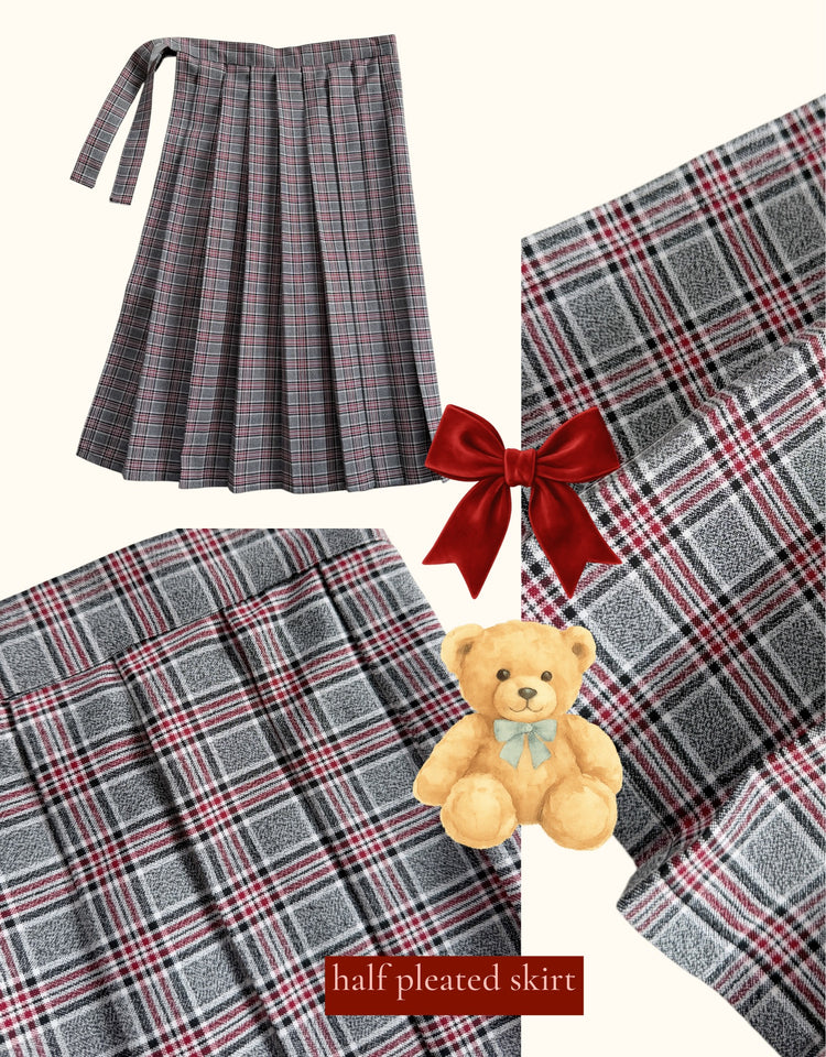 Half Pleated Skirt Gris